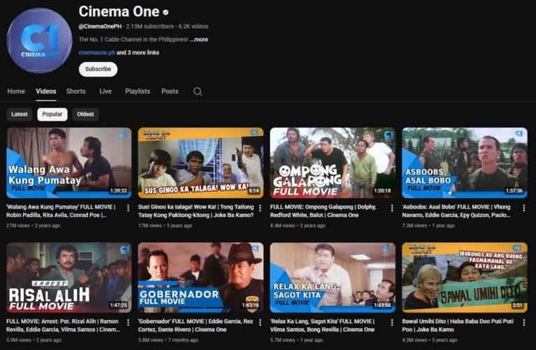 FREE Tagalog Movies: Legit Filipino Movies You Can Stream on YouTube Cinema One Youtube Channel