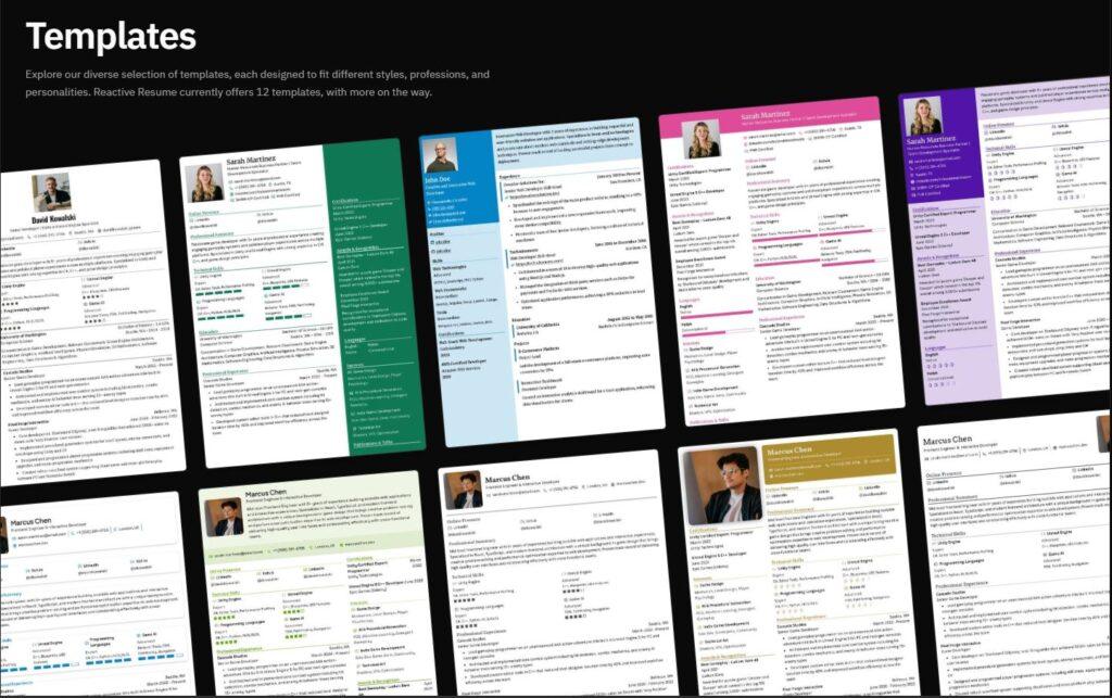 Reactive Resume: Open Source Resume Builder Reactive Resume templates